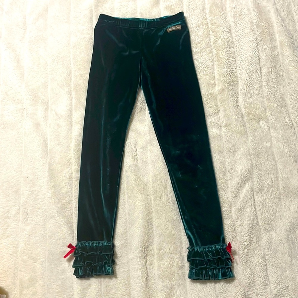 Matilda Jane size 8 velour green Christmas leggings